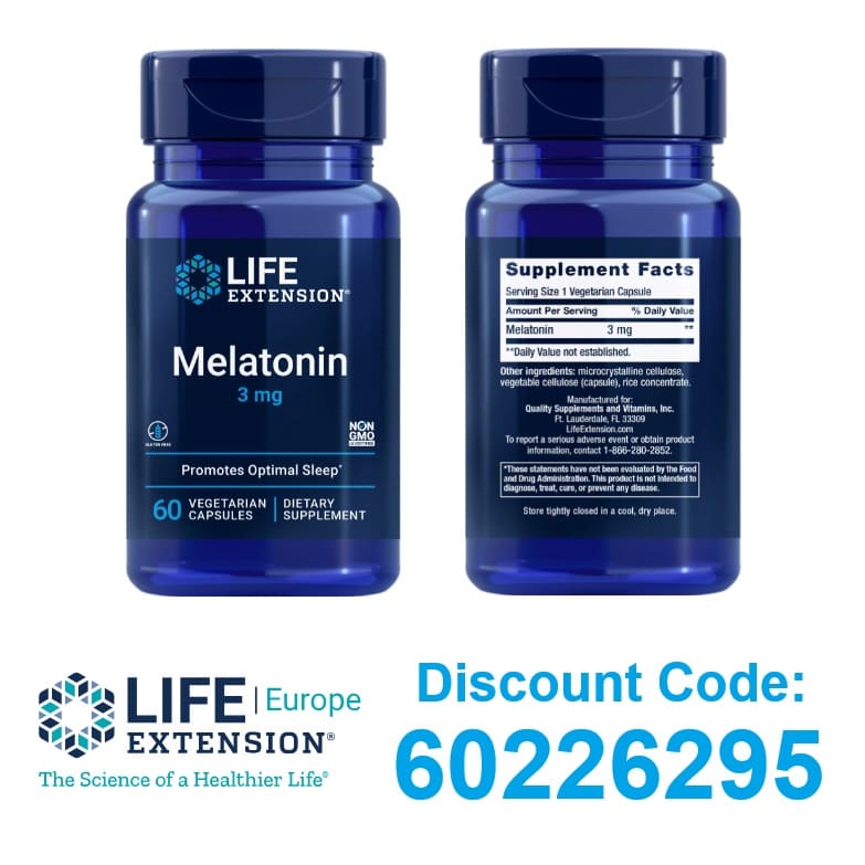 Melatonin 3 mg from Life Extension Europe: Improve Your Sleep Naturally